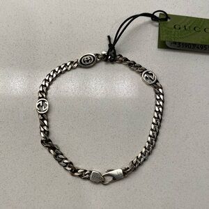 GUCCI Interlocking Gourmette Sterling Silver Bracelet New